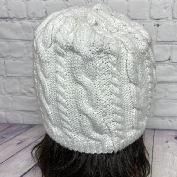 Edmonton Oilers Beanie Women Winter Hat Cap Toque White Cable Knit NHL Hockey - Picture 3 of 9